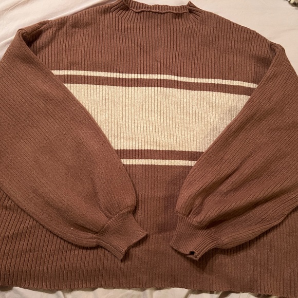 Gilli Women’s Sweater Plus Brown Tan Stripe Cropped Women's 2X EUC - Picture 8 of 11